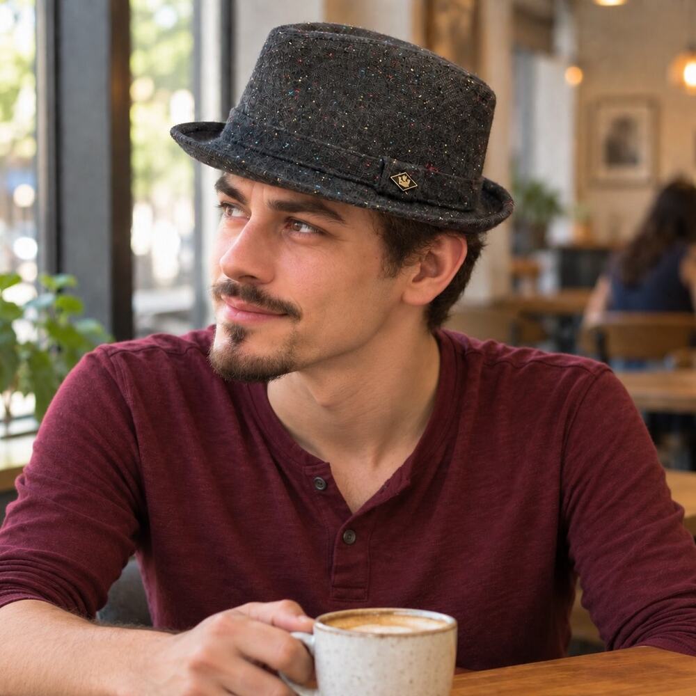 Goorin Bros. Charcoal Flecked Trilby-Style Hat Medium Castle Badge Lined
